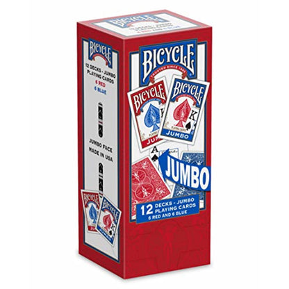Bicycle Jumbo Playing Cards, 12-pack Red/Blue