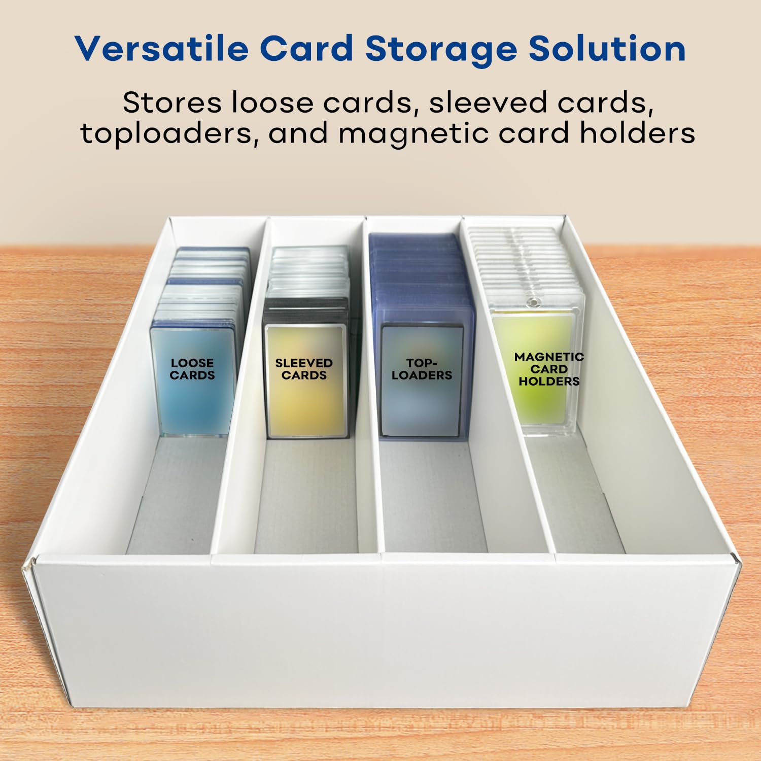 Fageverld 2-Pack Trading Card Storage Box, 3200 Count Cardboard 4 Row Card Box for MTG TCG Baseball Sports Cards Collection, Top loader Storage Boxes