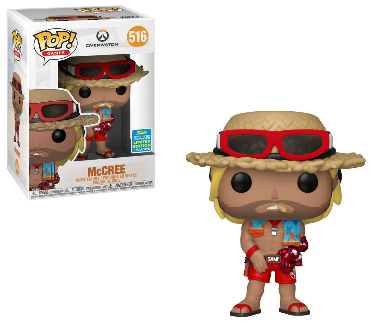 Funko Pop! Overwatch Lifeguard Beach McCree 2019 Shared Sticker Summer Convention Exclusive SDCC