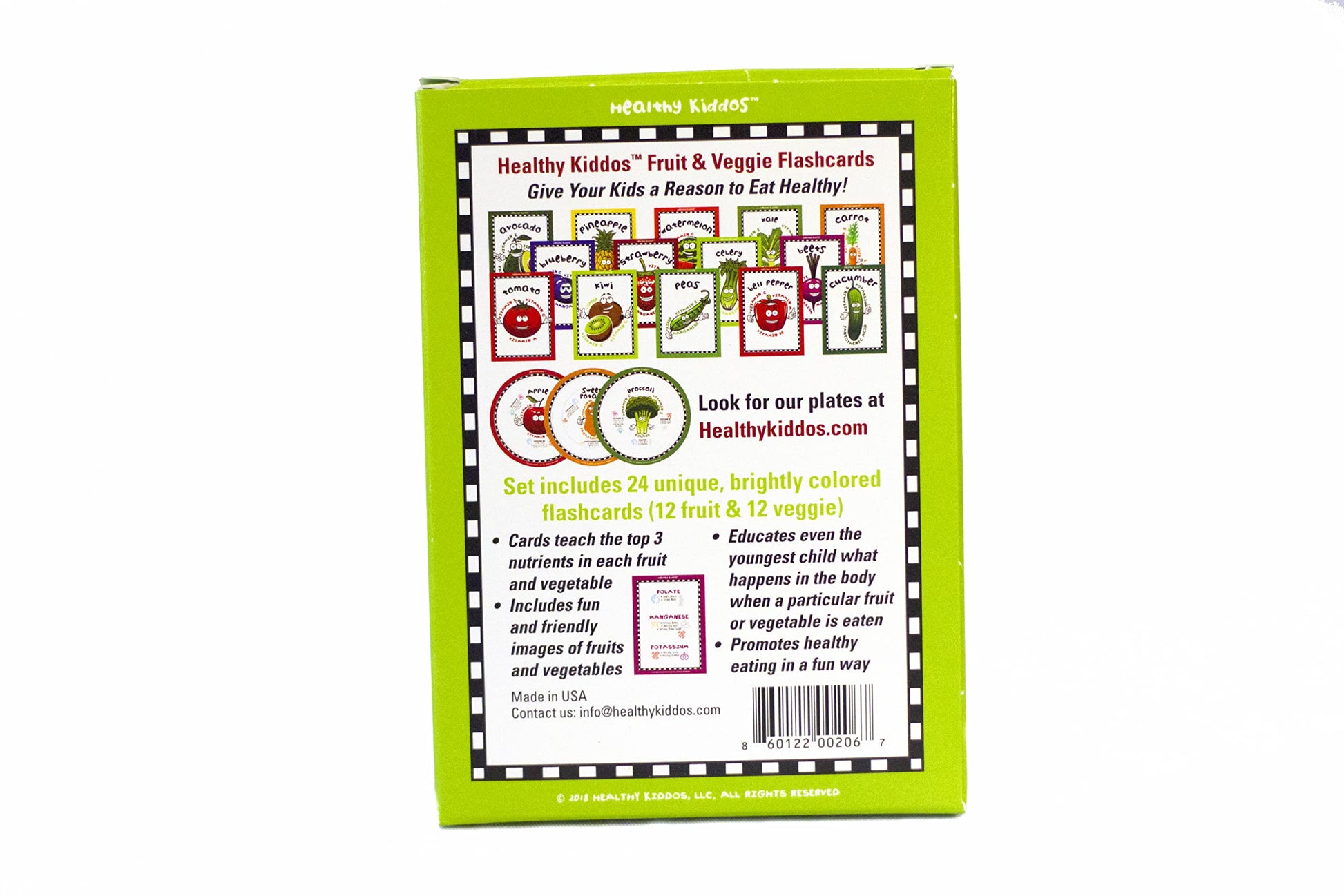 Healthy Kiddos Fruit & Vegetable Food Flash Cards | 24 Educational Nutrition Facts Kids Ages 2+ | Learning Picture Cards for Toddlers
