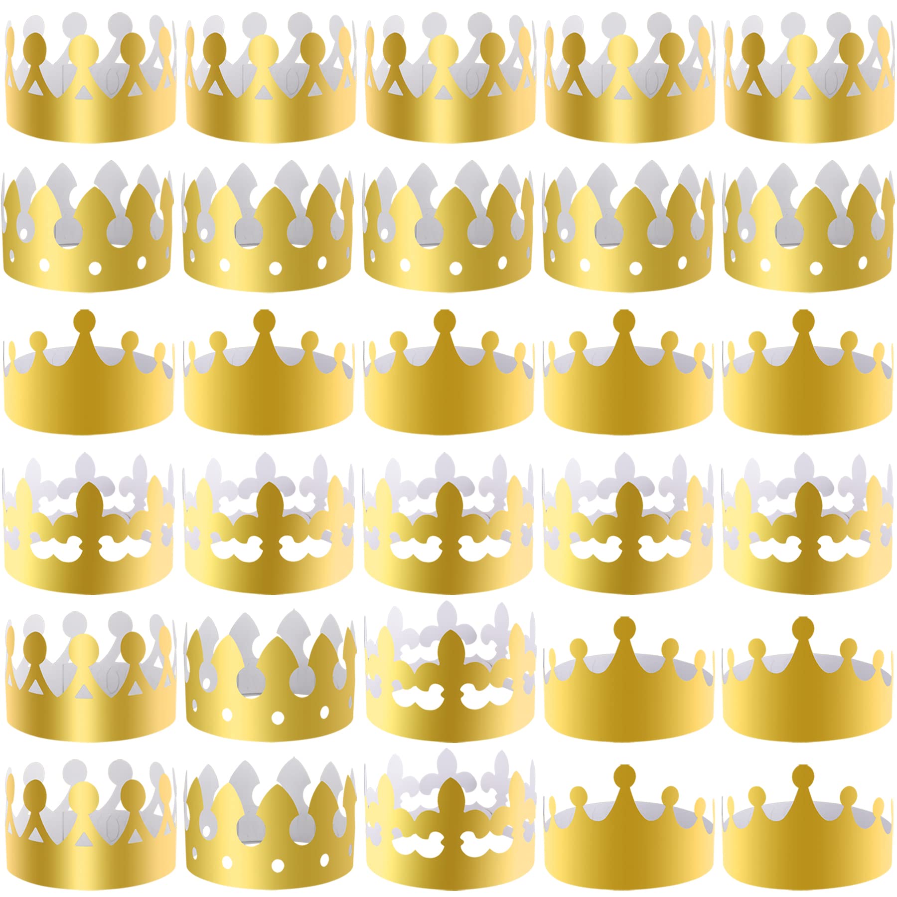 SIQUK 28 Pieces Paper Crowns Golden Party King Crown Paper Birthday Crown Hats Gold Crown for Adults
