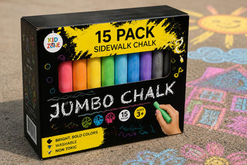 Jumbo Multicolor Outdoor Sidewalk Chalk - 15 Piece Washable Premium Set