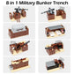 Finger Rock WW2 Military Base Bunker Trench Building Set, 8 in 1 Army Battle Scenes with Fortresses, Anti-Aircraft Guns, Treatment Room