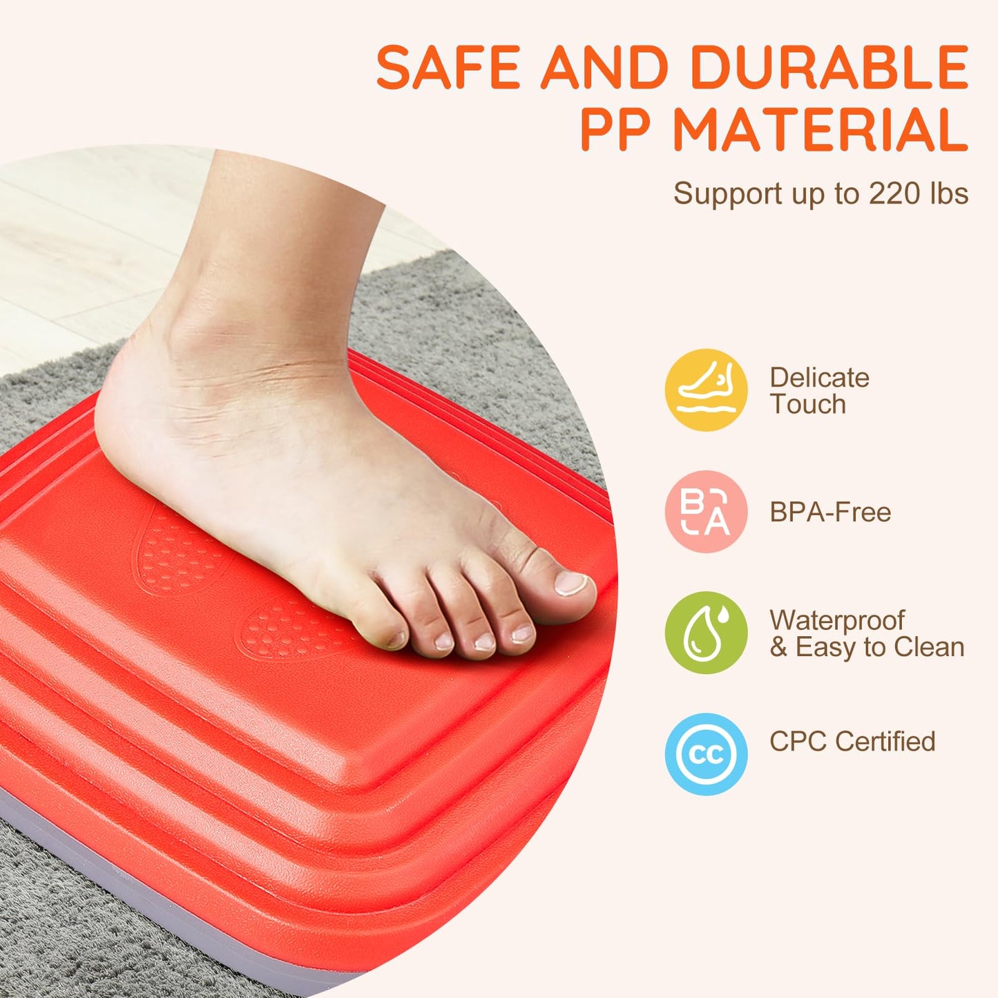 VEVOR Balance Stepping Stones for Kids, 10 PCS, Up to 220 lbs, Non-Slip Toddlers Sensory Stepping Stones, Obstacle Course Coordination Game Toys