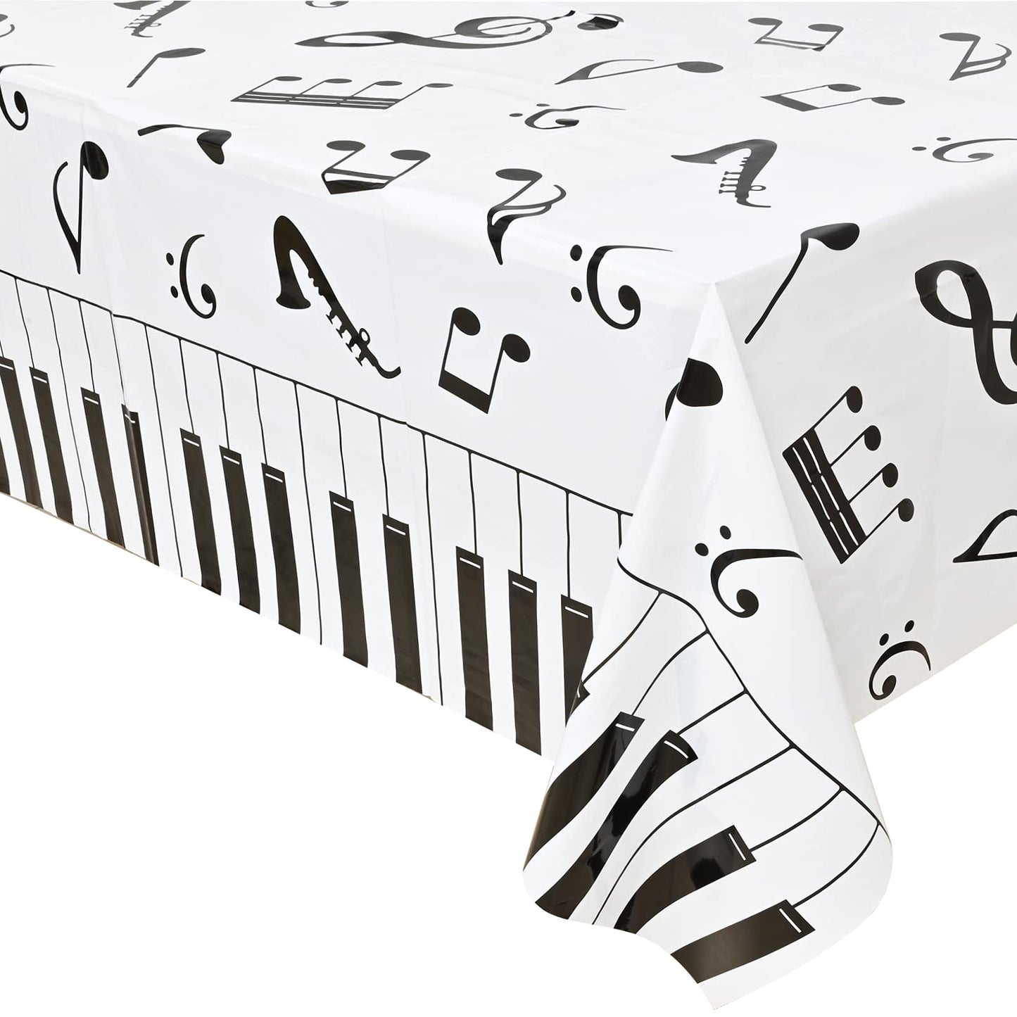 Lecferrarc 2 Pcs Music Notes Tablecloth Piano Music Plastic Table Cover 87 x 51 Inches Musical Theme Birthday Decorations for Birthday Party Supplies