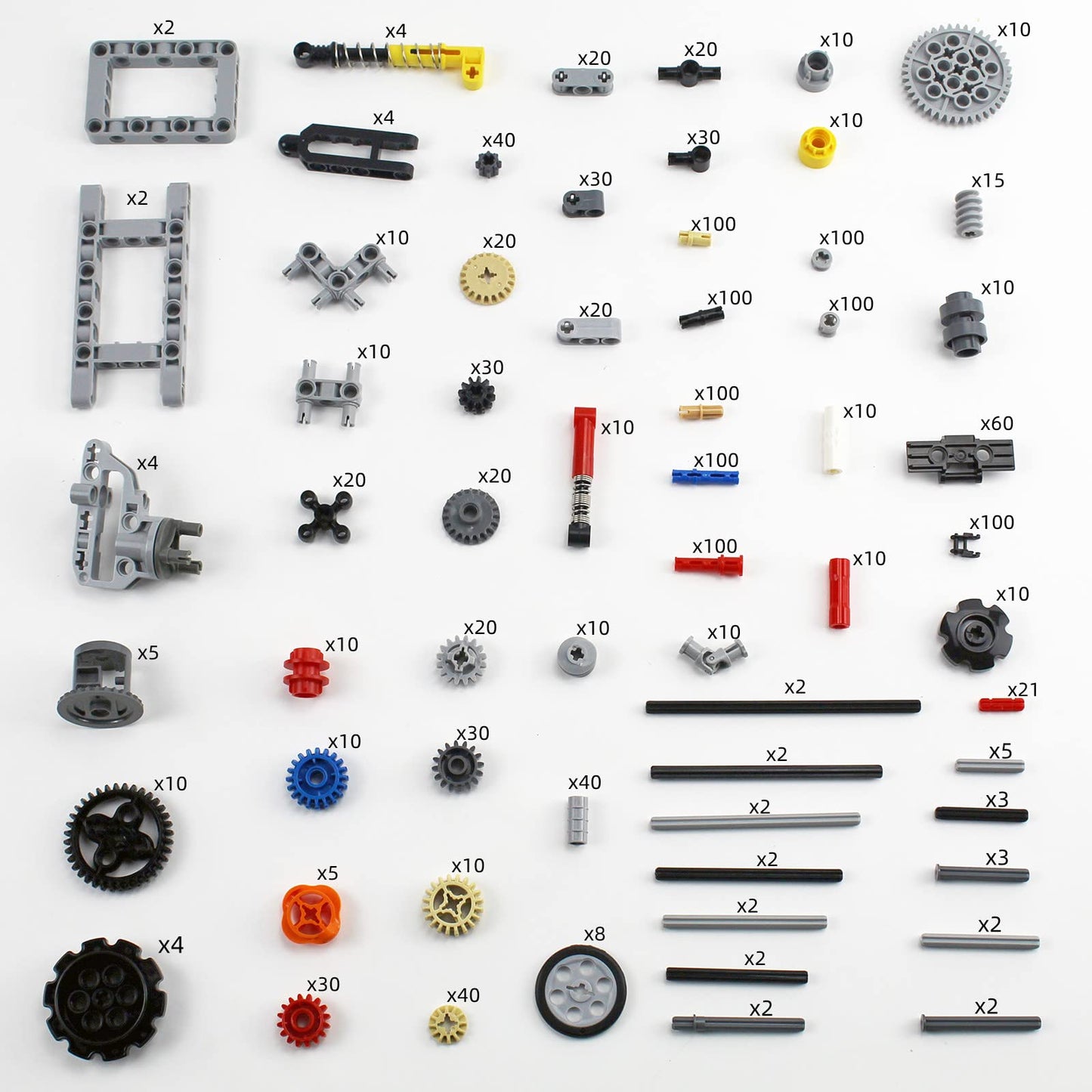 TTLYHEK 1533 PCS Technical Parts Building Block Accessories Vehicles Gears Cross Axles Wheels Connector Pieces Set Chain Link Pin Joint Shock Absorber