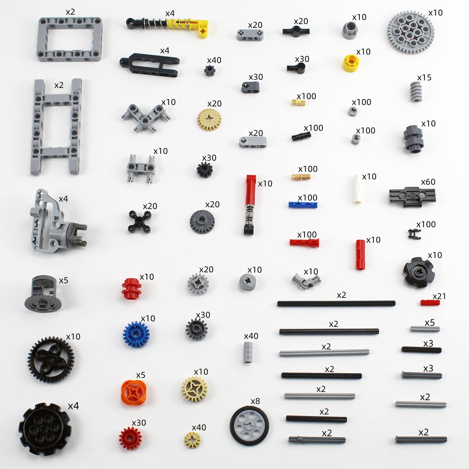 TTLYHEK 1533 PCS Technical Parts Building Block Accessories Vehicles Gears Cross Axles Wheels Connector Pieces Set Chain Link Pin Joint Shock Absorber