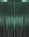 Dark Green Foil Fringe Curtain, 2 Pack 3.3x8.21ft Tinsel Foil Fringe Curtain Streamers Backdrop for Birthday Jungle Party Dinosaur Animal St Patrick's