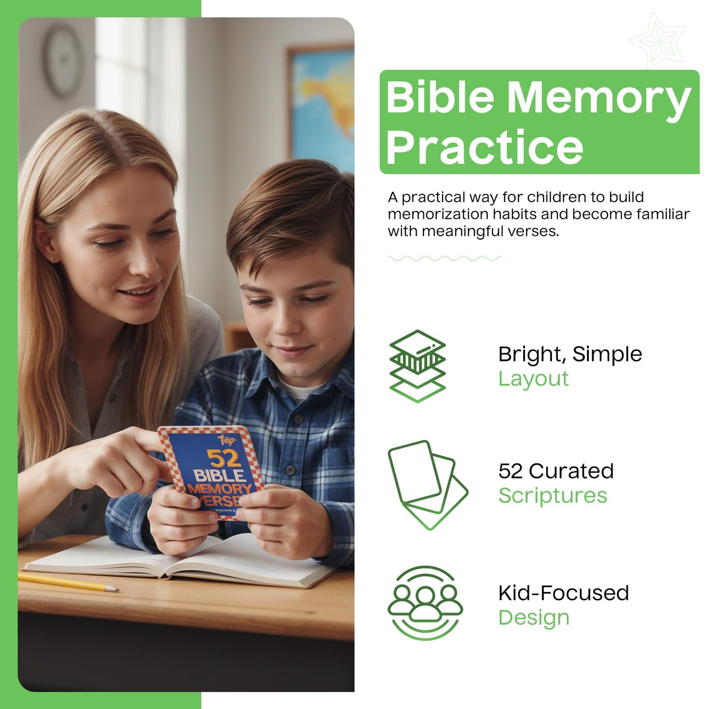 Aspen Lane Kids Bible Verse Cards, 52 Scripture Memory Flash Cards (Blue)
