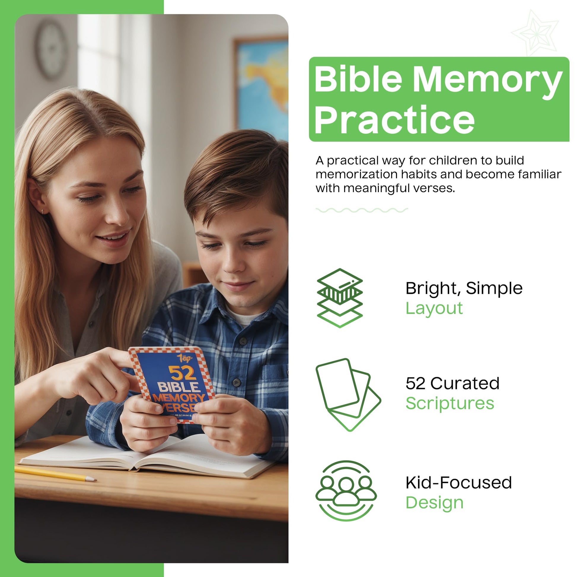 Aspen Lane Kids Bible Verse Cards, 52 Scripture Memory Flash Cards (Blue)