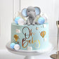 Elephant Cake Decoration with Mini Elephant Blue White Pearl Balls Hot Air Balloon for Elephant Theme Birthday Supplies (BLUE)