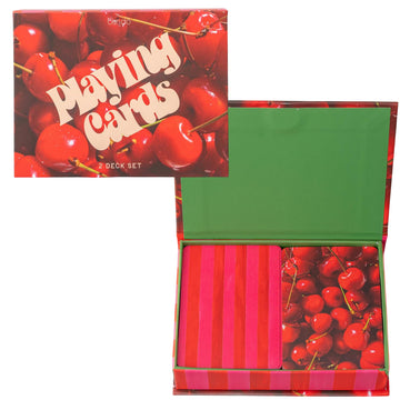 ban.do Set of 2 Decks of Playing Cards, Cherry & Stripes