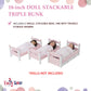 Emily Rose 18" Doll Triple Bunk Bed - Stackable Space Saving Furniture