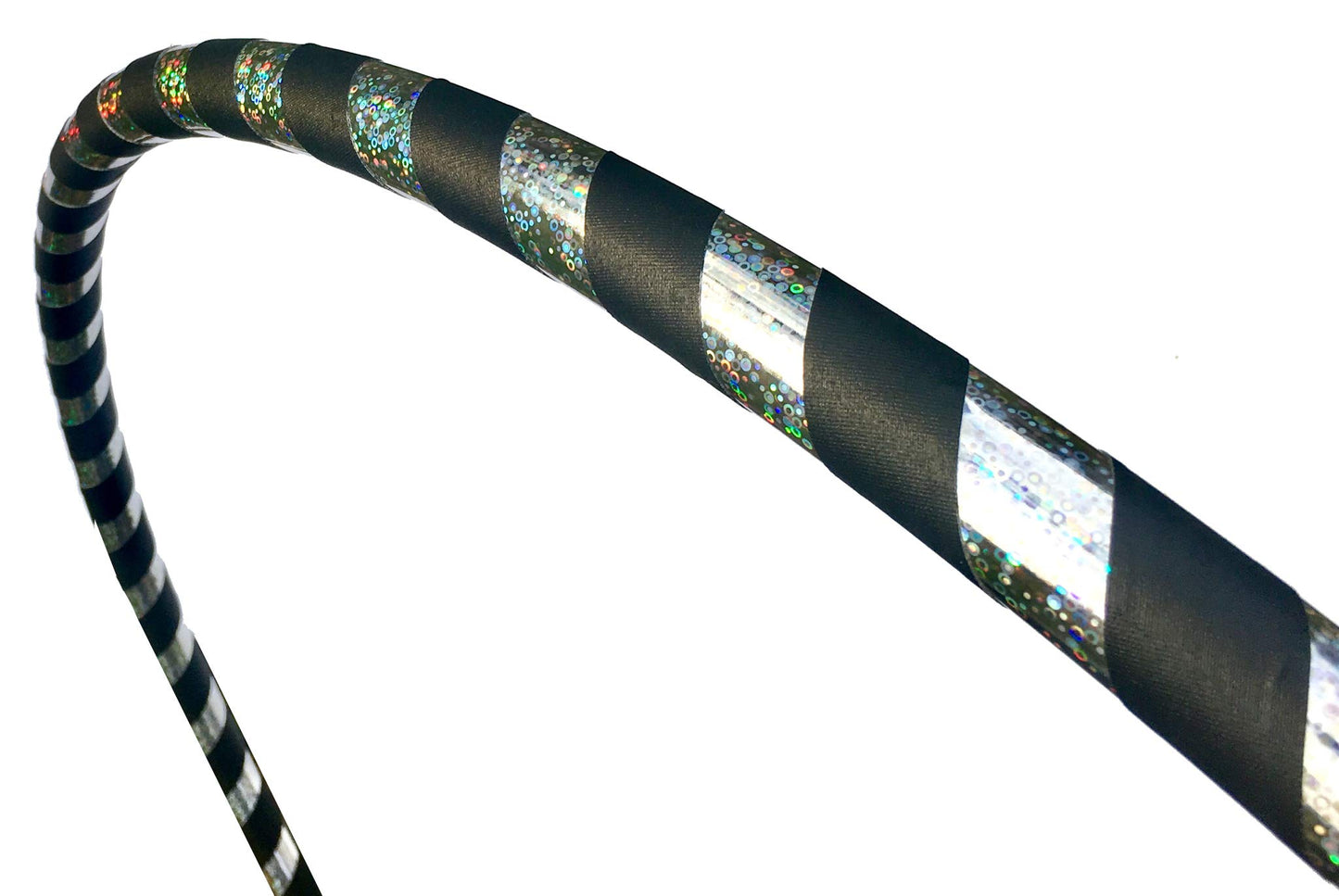 SpinMajik Beginner Exercise Hula Hoop for Fitness and Fun Made for Adults Weighted at 1 Pound (Choose Your Size and Tape Job) (Silver Holographic, 42)