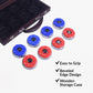 Hathaway Pro-Series Shuffleboard Puck Set - Set of 8 Regulation 2.312-in Pucks with Dimpled Tops, Beveled Edges & Wooden Storage Case - Red/Blue