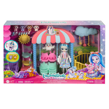 Enchantimals Doll and Accessories, Darling Daycare Playset, Starley Stork Doll, Bouncer and 4 Baby Bestie Animal Figures, Crib and More, Baby Best