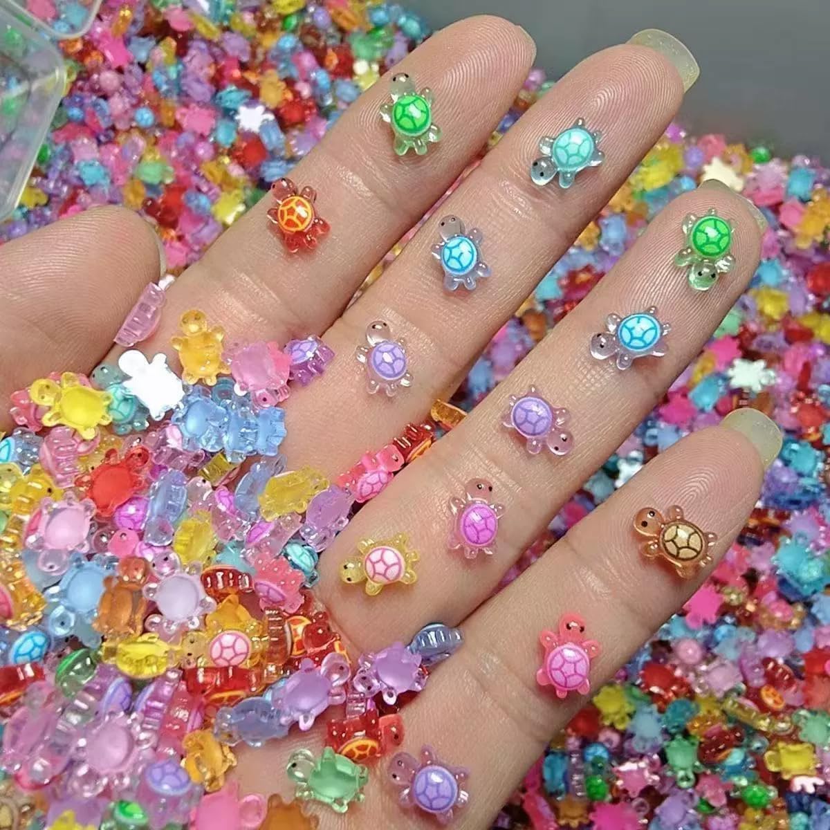 100 Pcs Colorful Mini Resin Animals Turtles Night Glow, Mini Animals Figures, Miniature Things Figurines to Hide, Tiny Turtles for DIY Fairy Garden