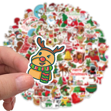 RZEOTPII Christmas Day Stickers Pack 100 Pcs Santa Claus Stickers for Laptop Scrapbook Windows Bicycle Water Bottle Skateboard,Waterproof Vinyl Decals