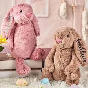shiguangji Embroidered Plush Bunny with Child's Name - Personalized Long Ear Bunny for Baby Gift, Stuffed Animal,Custom Perfect Keepsake