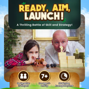 Vesuvius Media Catapult Feud Board Game - Fun Family Strategy Game for Kids & Adults 7+ - Build Castle Defenses & Launch Epic Battles - Durable