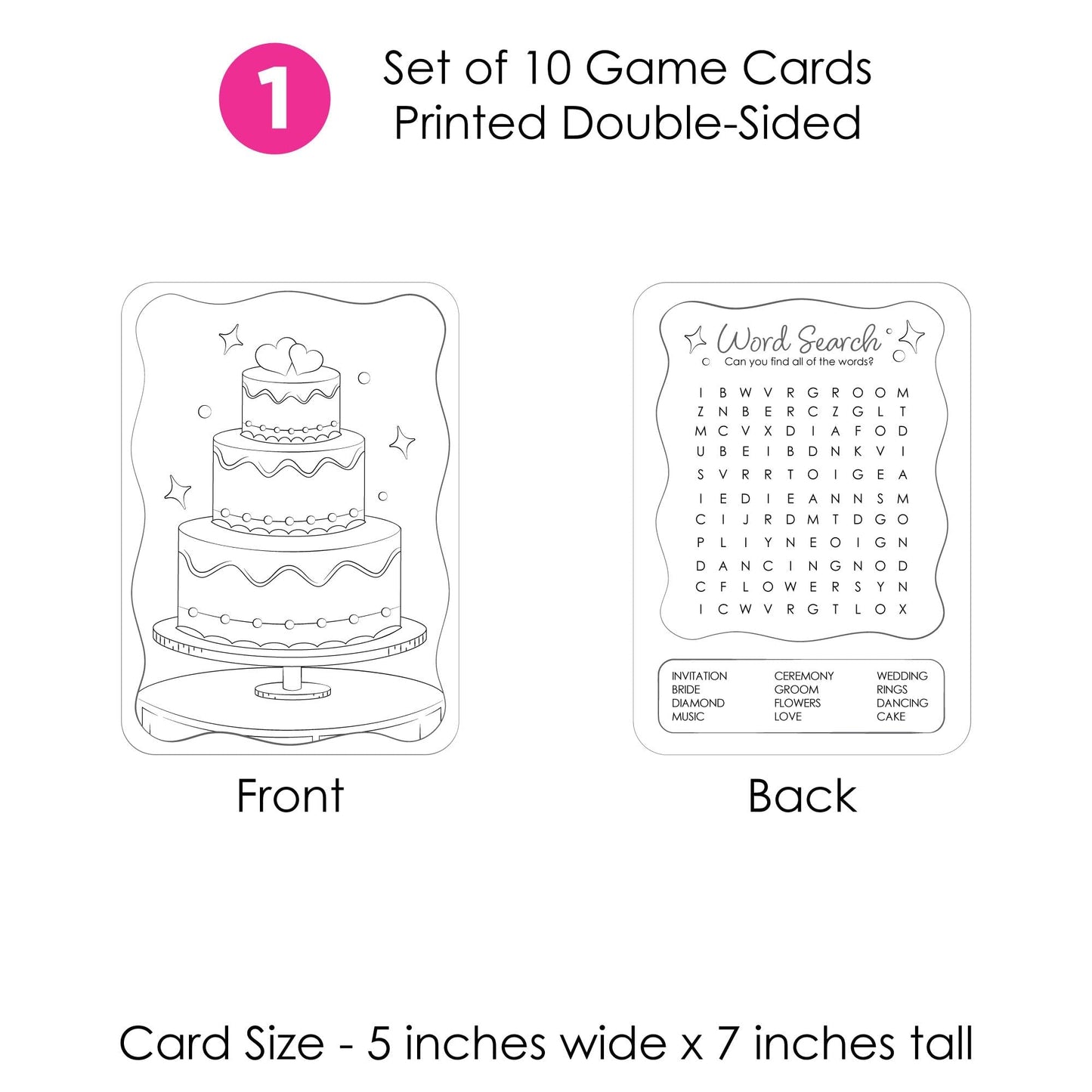 Big Dot of Happiness Wedding Kids Table Coloring Activity Cards, Wedding-Themed Games for Children, Double-Sided Gamerific Bundle - 40 Count