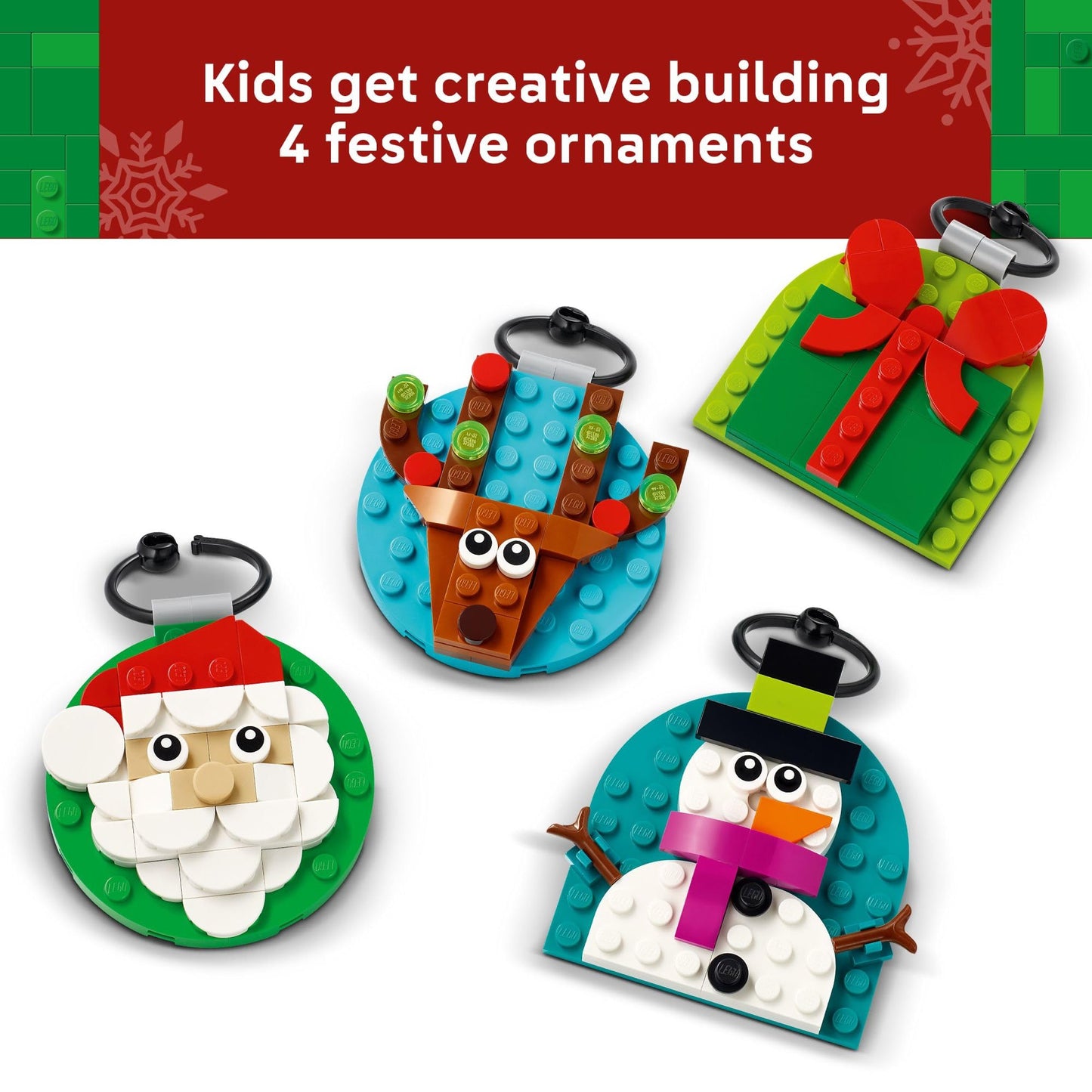 LEGO Christmas Ornament Selection Building Toys - Holiday Crafts for Family, Kids, Boys & Girls, Ages 6+ - Hanging Christmas Decorations for Tree