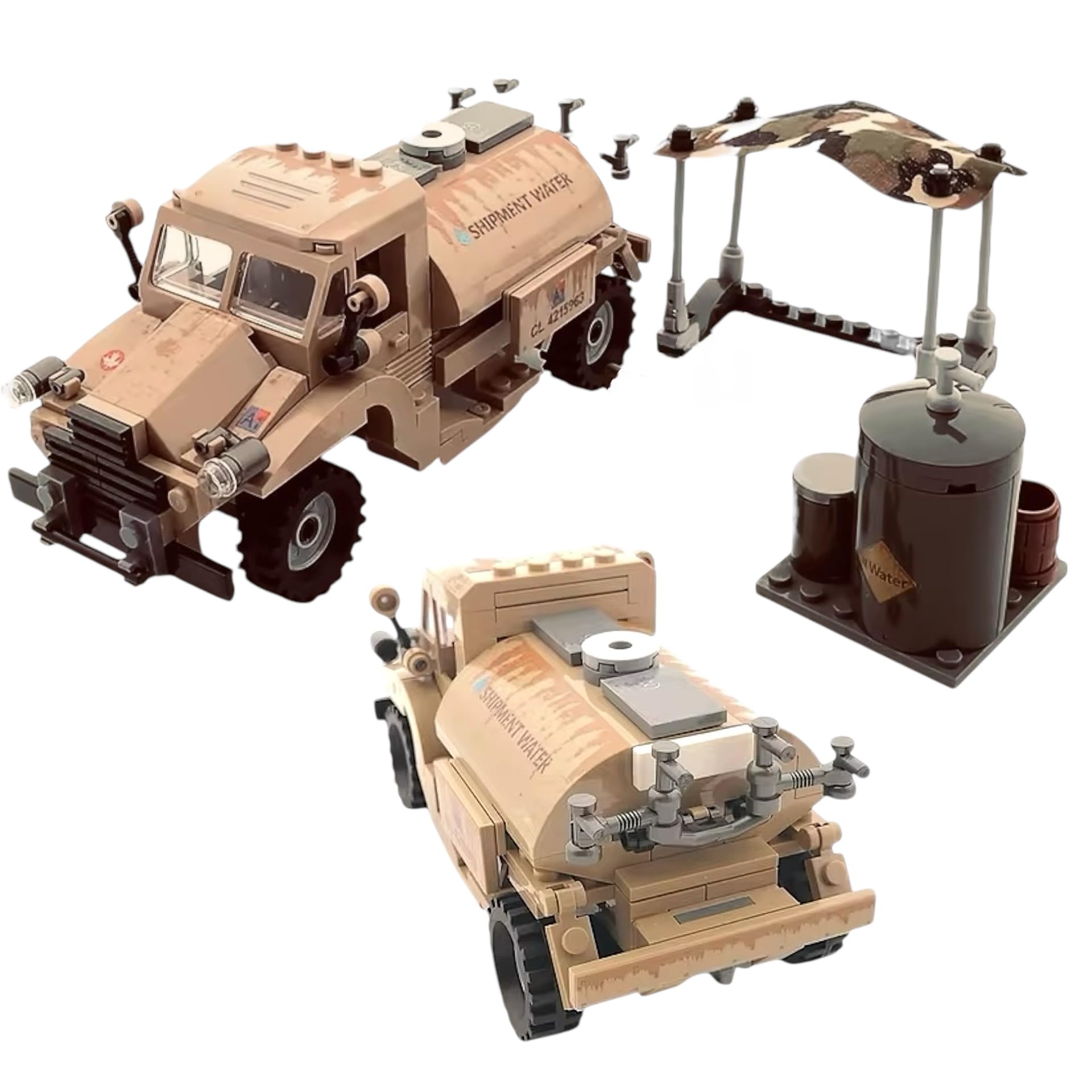 General Jim's Military Brick Building Set - WW2 Army Water Tanker Truck Vehicle Building Blocks Model Perfect for World War 2 and Brick Enthusiasts