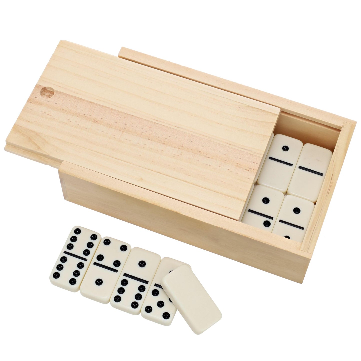 WE Games Double 6 Ivory Color Dominoes with Black Dots in Wooden Case, Game Night, Birthday Gifts, Dominoes Set for Adults
