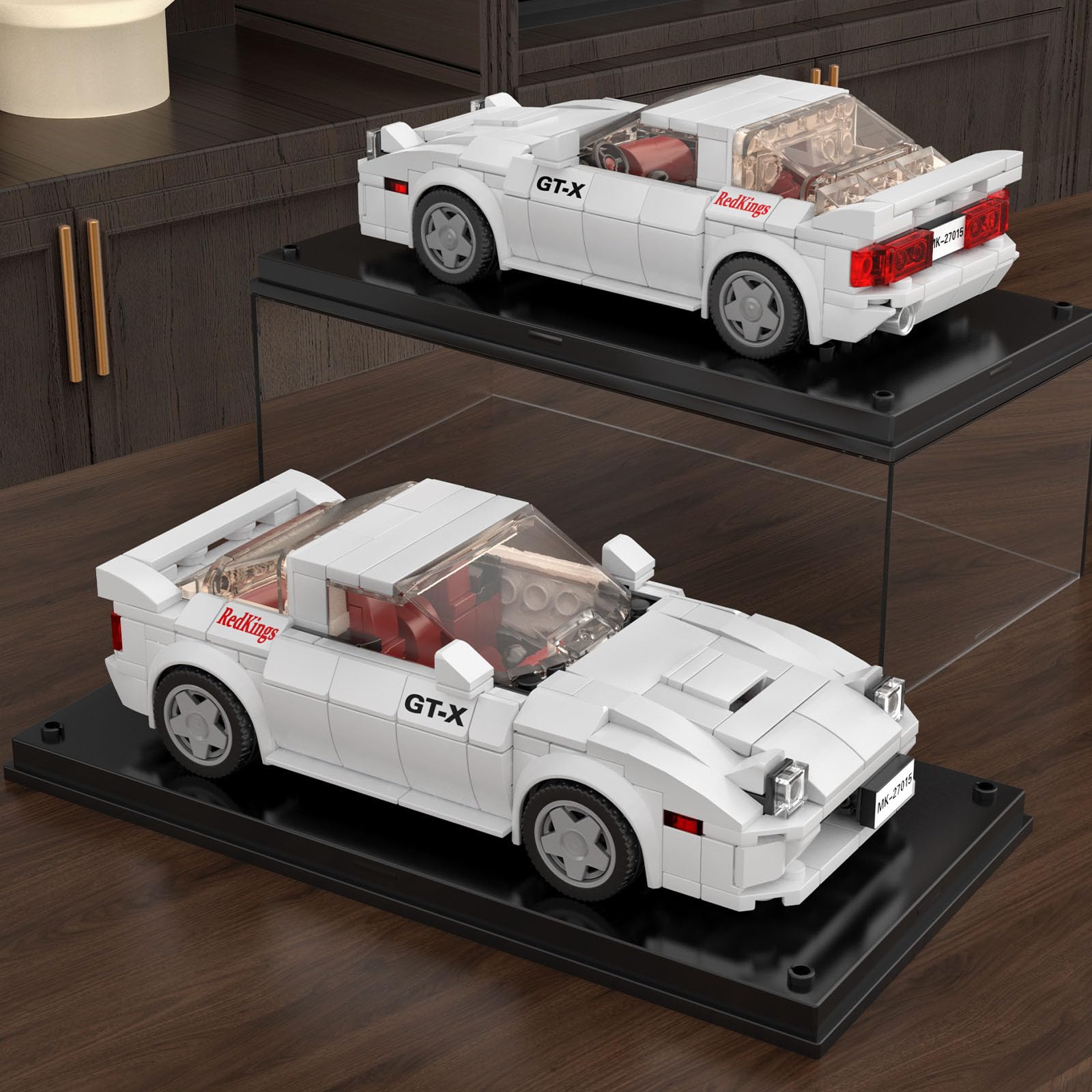 Mould King Speed Champion RX-7 Initial D Building Set & Display Case, 27015 Cars Model Kits Gifts for Teens/Adults, Creative for Teens Age 14+