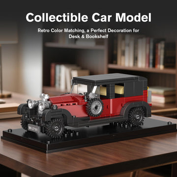 Mould King 27101 Vintage Car Building Sets, 319+ Pcs MOC Racing Car Building Kit with Display Case, Collectible Vehicle Model Building Blocks Toy