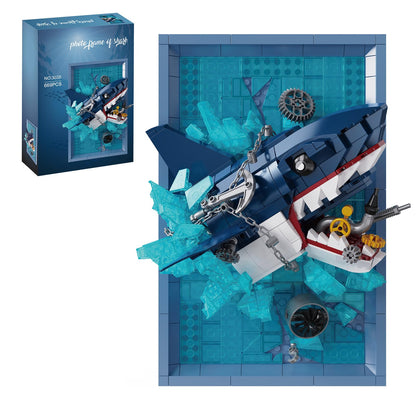 HJPLPXH Shark Jaws Photo Frame Building Blocks Set, 3D Wall Decor