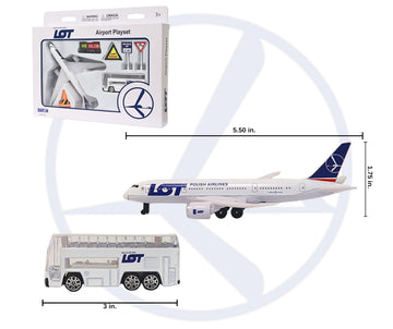 Daron LOT Polish Airlines Airport Playset Die-Cast Toy Airplane Ages 3+