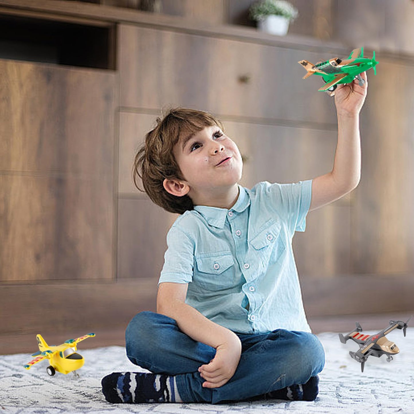 UXRPTU Pull-Back Airplane Toy Boys Plane Playset for Toddlers 3-5 Variety Pack of Helicopters Stealth Bombers Fighter Jets Aircraft Planes for Kids