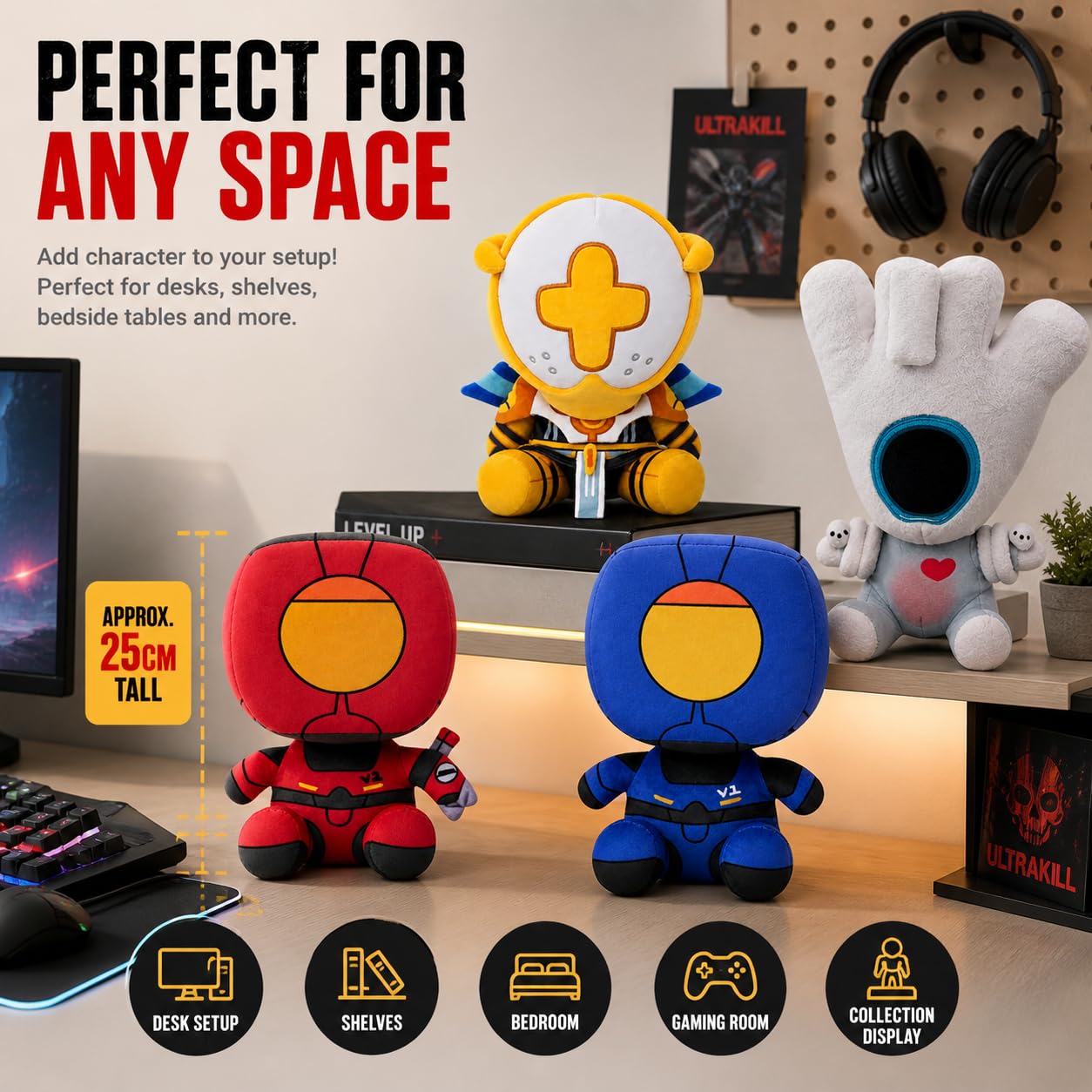 Lithosync Alien Robot Plush Collectible Figure, 9.8 Inch Soft Character Doll for Adult Fans, Gamer Desk Decor, Room Display & Gift, V1 Styles