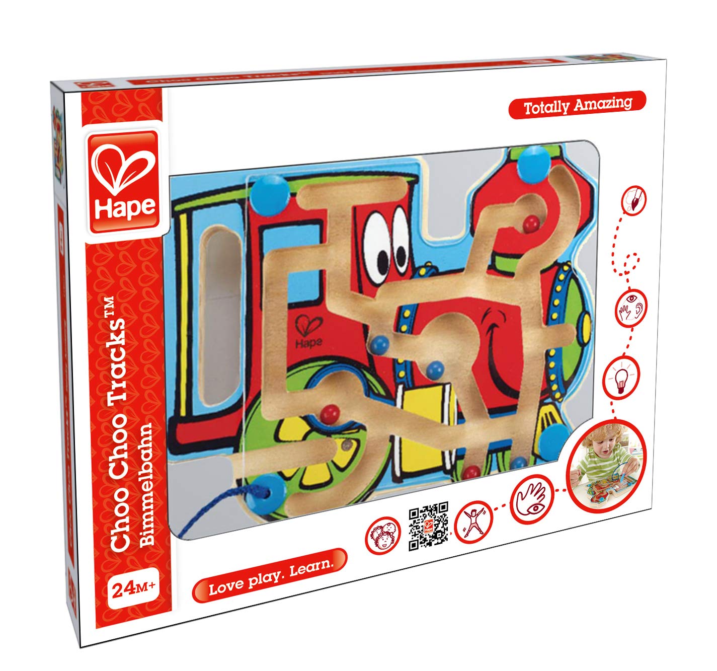 Hape Wooden Magnetic Maze Puzzle Choo Choo Tracks| Learning and Development Puzzle with Magnetic Wand for Toddlers