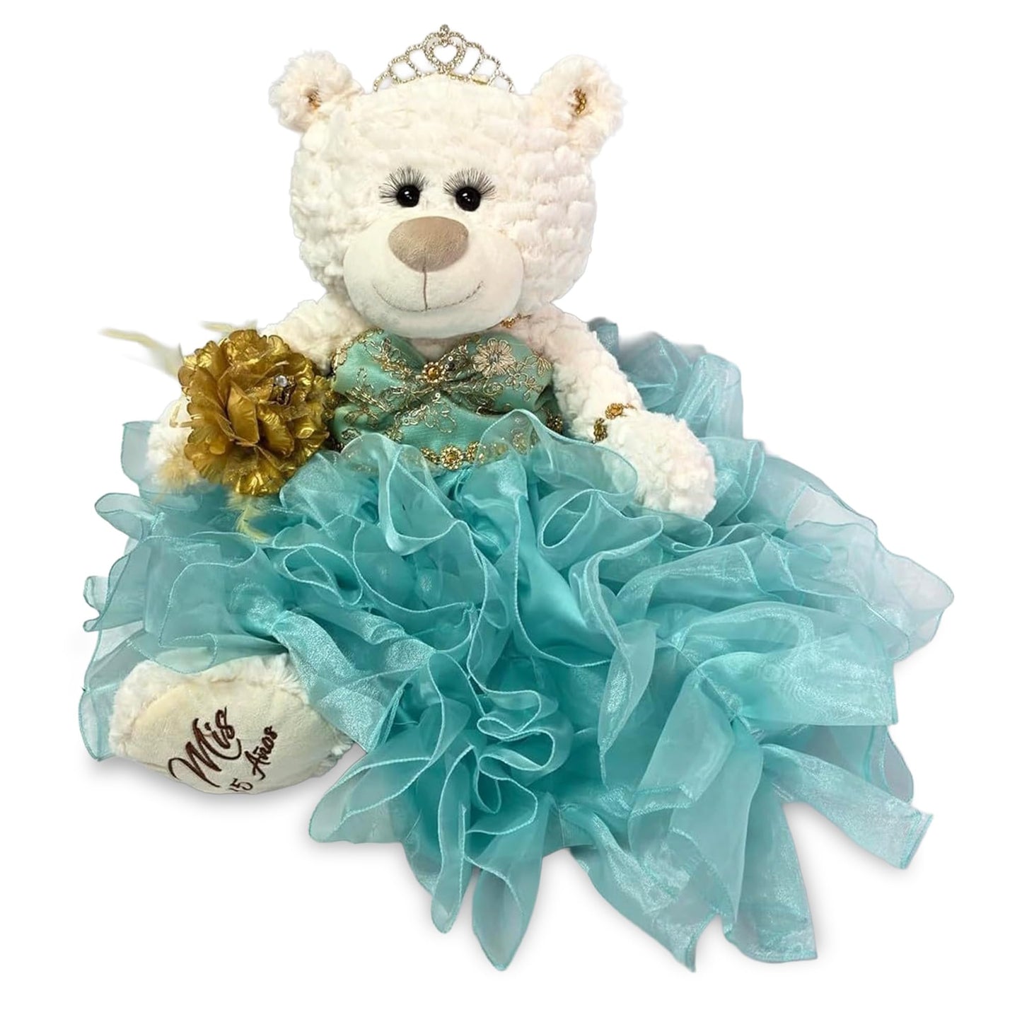 KINNEX COLLECTIONS SINCE 1997 20" Quince Anos Quinceanera Last Doll Teddy Bear with Dress (Centerpiece) ~ ARC16831-23R (Aqua)