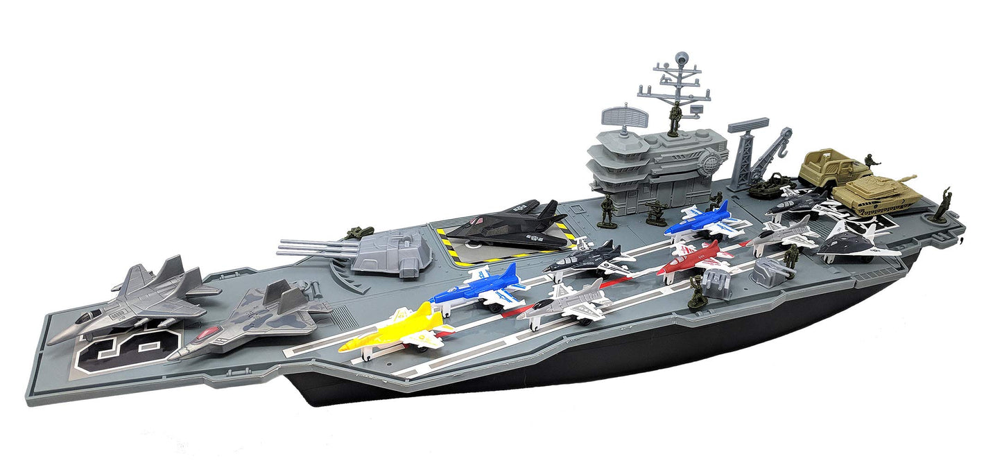 Toy Essentials 27 Inch Aircraft Carrier with Fighter Jets Vehicles