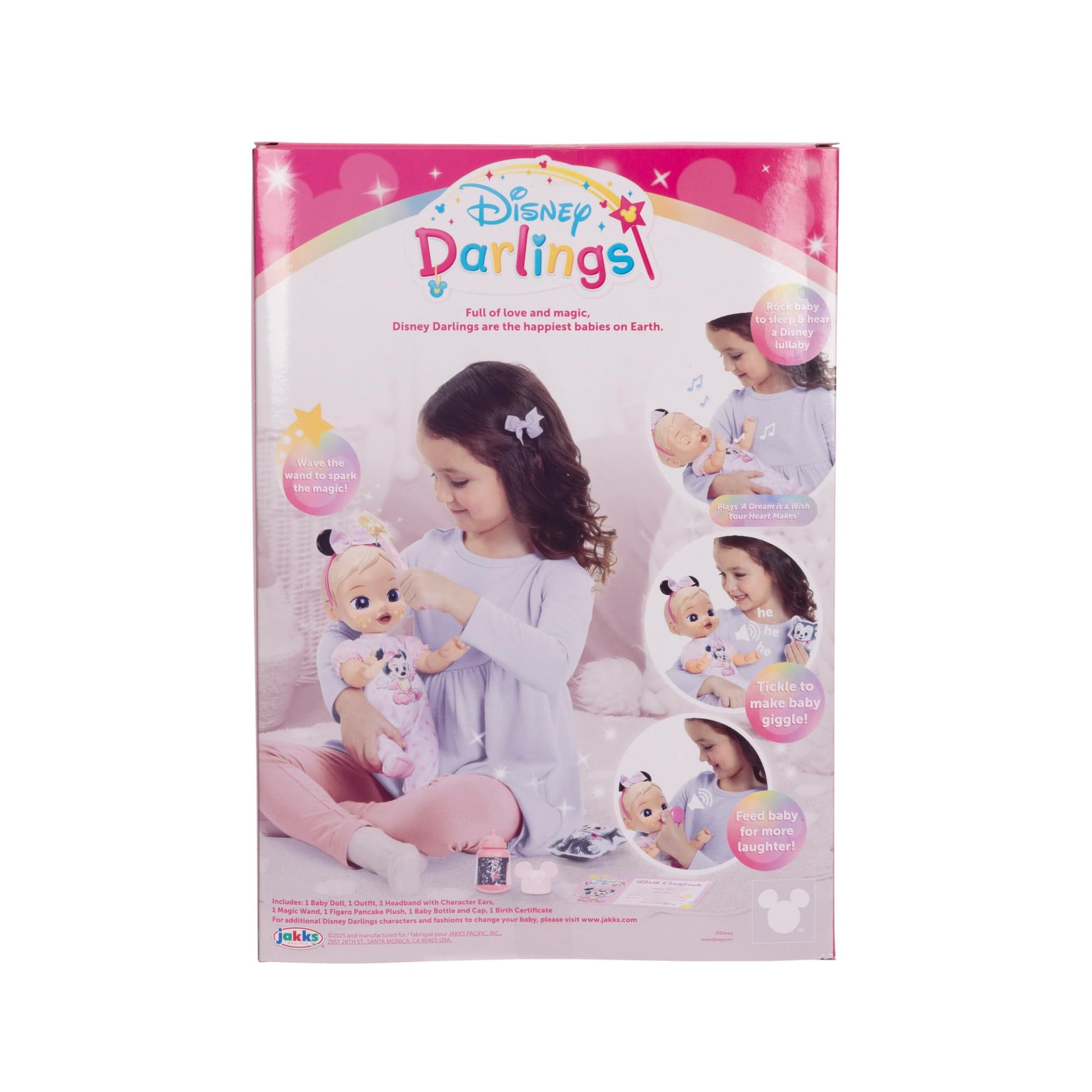 Disney Darlings 13-Inch Interactive Baby Doll - Magical Lights, Sounds, Music & Wand - Minnie-Inspired Nurturing Doll with Accessories - Multiple Skin