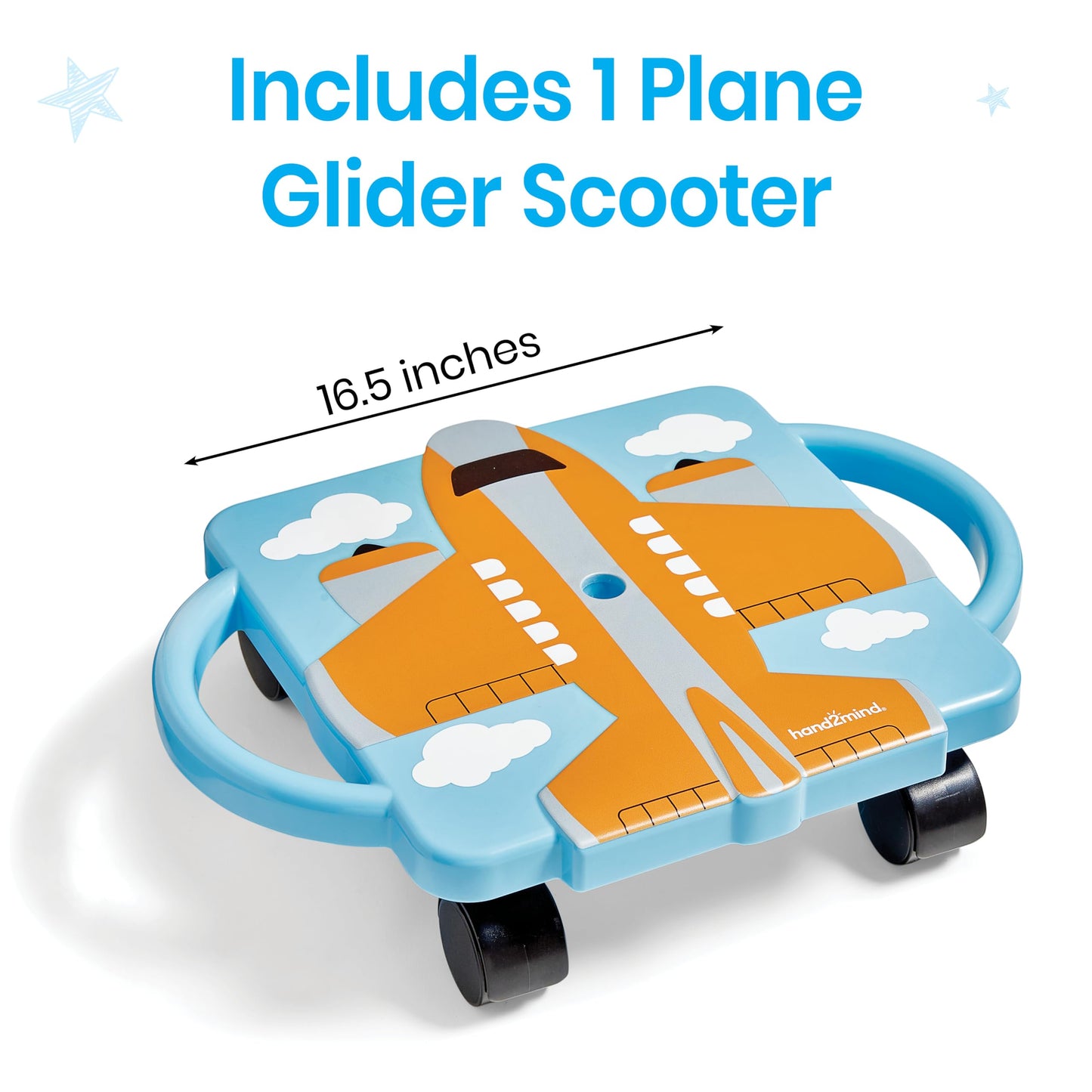 hand2mind Orange Plane Glider Scooter Board, Gross Motor Toys, Ages 5+
