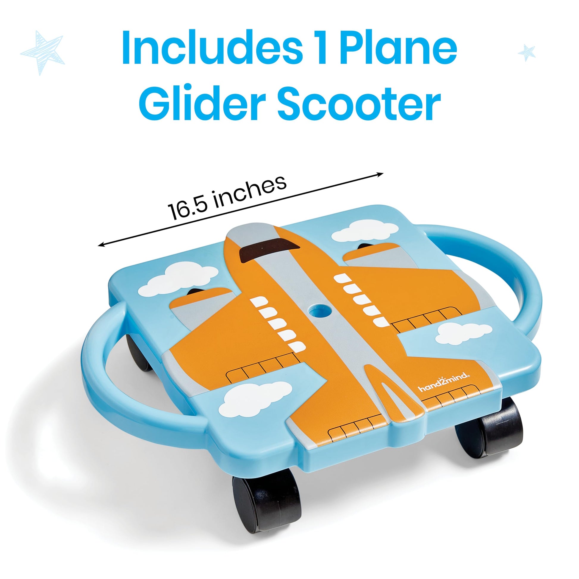 hand2mind Orange Plane Glider Scooter Board, Gross Motor Toys, Ages 5+