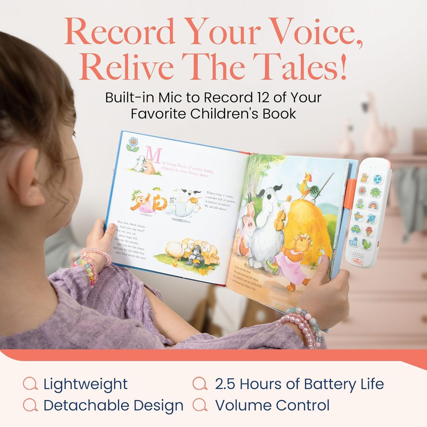 VoiceGift Play, Screen-Free Audio Recorder for Kids | Back to School Story Book Player with Fun Matching Stickers, Voice Notes, Student Aid & Routines