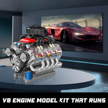 Mould King 10171 V8 Engine Building Blocks Sets, V8 Engine Model kit That Run, Build Your Own STEM Model Engine, 8-Cylinder Car Engine Building