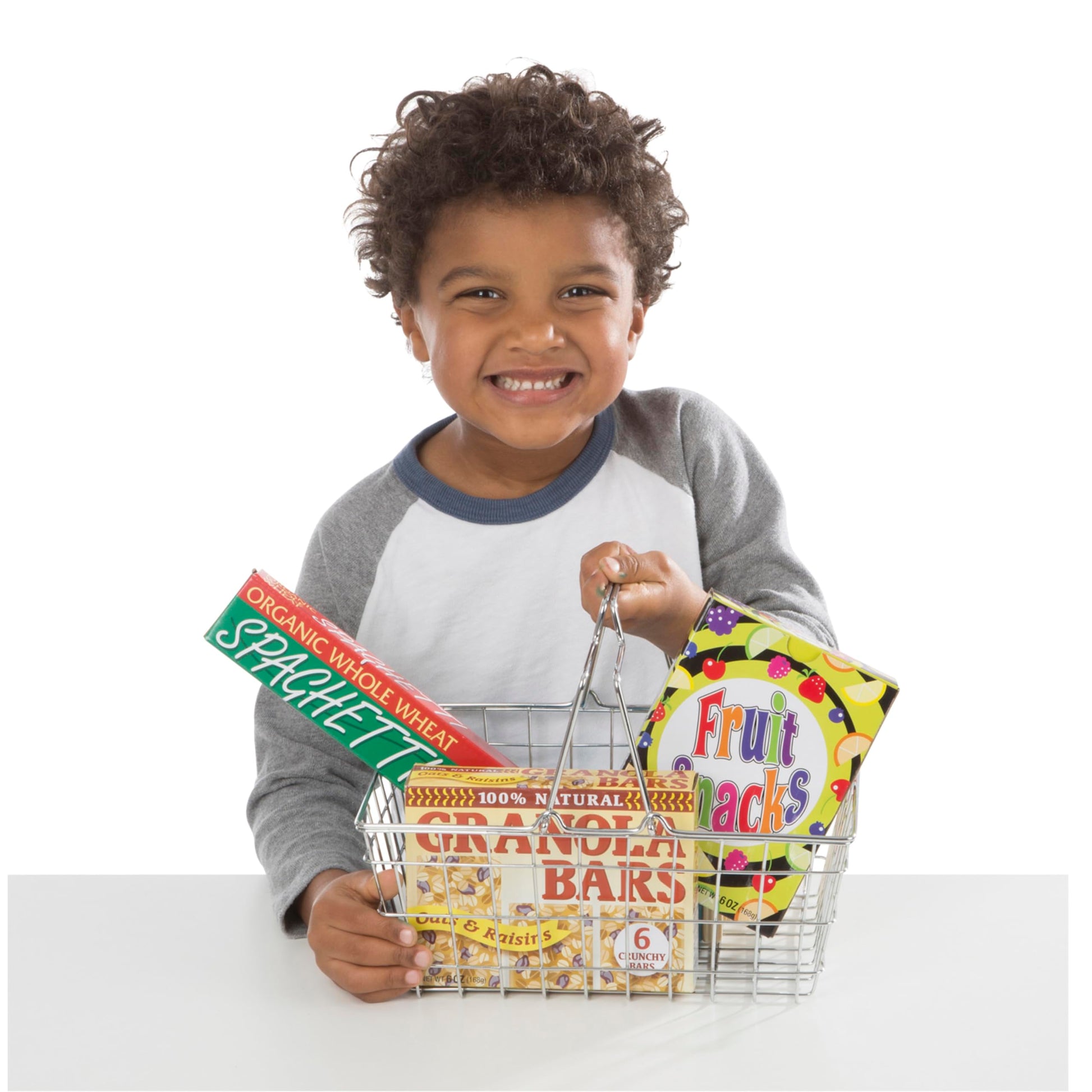 Melissa & Doug Grocery Basket - Pretend Play Toy with Heavy Gauge Steel Construction