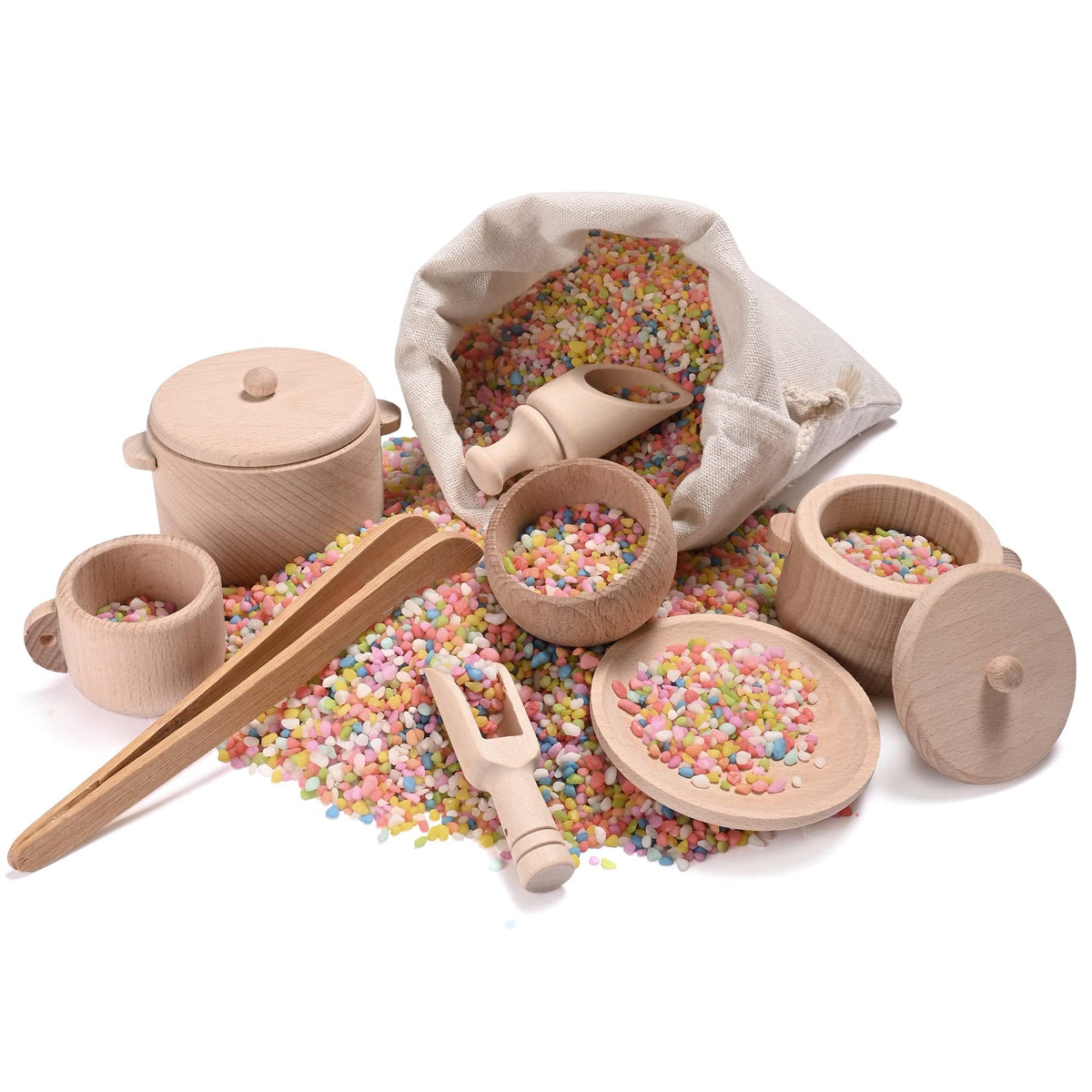 MONT PLEASANT Sensory Bin Toys for Toddlers - Montessori & Waldorf Pretend Play Dish & Tongs - Fine Motor Learning Toys for Sensory Table Activities