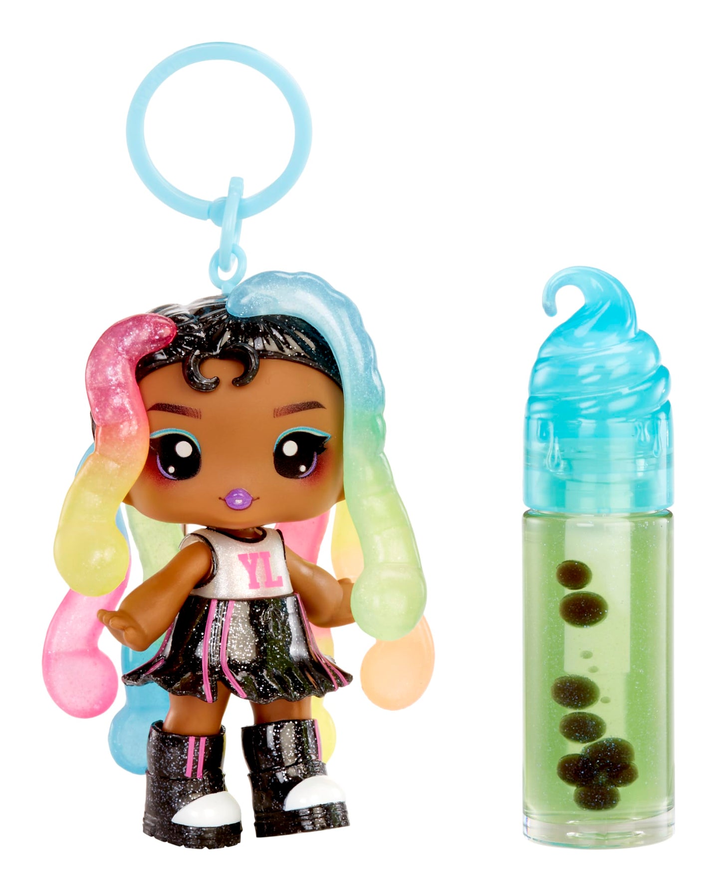 Yummiland Lip Gloss Doll: Sour Sweeties - Sasha Sourworms Includes DIY Lip Gloss + Removable Keychain, Cosmetic Play, Collectible, Ages 4+