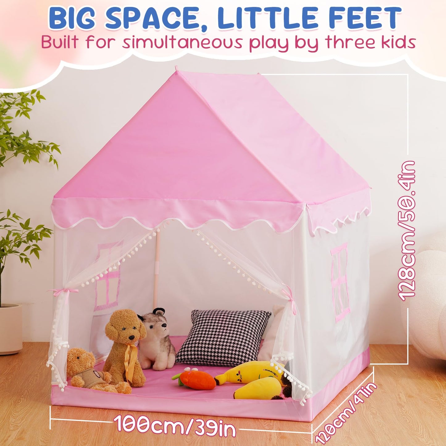 BSHAPPLUS Pink Tent for Kids Indoor, 1 to 3-Year-Old