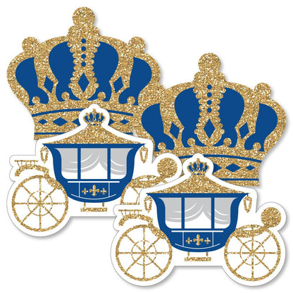 Big Dot of Happiness Royal Prince Charming - Crown & Carriage Decorations DIY Baby Shower or Birthday Party Essentials - Set of 20
