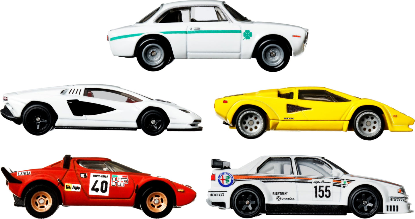 Hot Wheels Premium Car Culture Set of 5 Toy Cars in Collectible Container, Che Figata Die-Cast 1:64 Scale 5-Pack