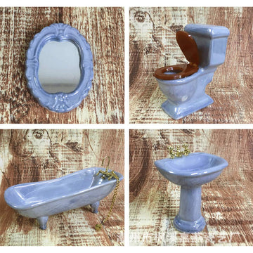 Dollhouse Furniture Miniature Bathroom Set Purple Bathroom Accessories 4PCS-1:12 Scale (Violet)