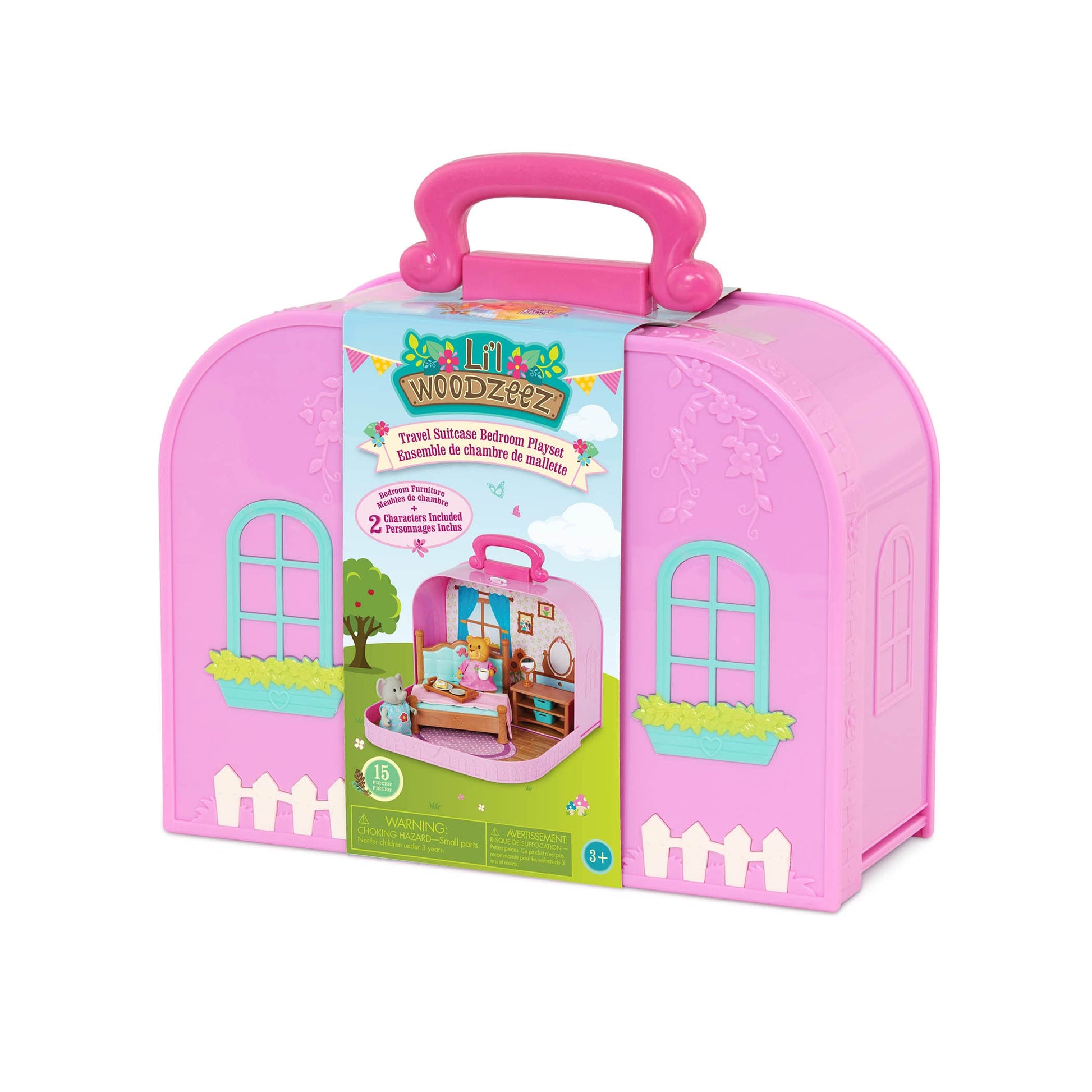 Li'l Woodzeez - Portable Dollhouse Playset with 2 Posable Figures - Playhouse Toy with Travel Suitcase - Mini Furniture & Accessories - Imaginative